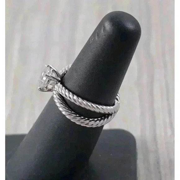 David Yurman Platinum Crossover Cable 1.00ct GIA Round Diamond Engagement Ring - Picture 6 of 12